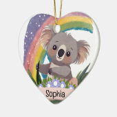 Schattigee Baby Koala Rainbow Aangepaste naam Keramisch Ornament (Links)