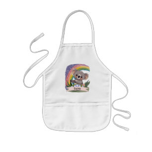 Schattigee Baby Koala Rainbow Aangepaste naam Kinder Schort