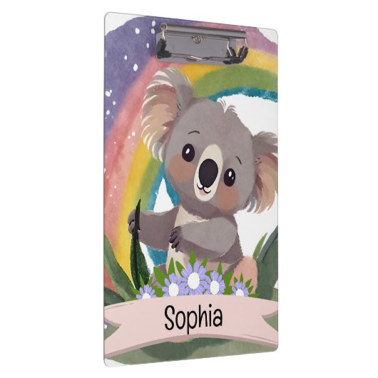 Schattigee Baby Koala Rainbow Aangepaste naam Klembord (Rechts)