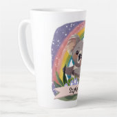 Schattigee Baby Koala Rainbow Aangepaste naam Latte Mok (Linkerhoek)