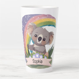 Schattigee Baby Koala Rainbow Aangepaste naam Latte Mok