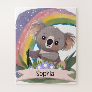 Schattigee Baby Koala Rainbow Aangepaste naam Legpuzzel