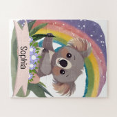 Schattigee Baby Koala Rainbow Aangepaste naam Legpuzzel (Horizontaal)