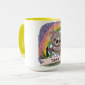 Schattigee Baby Koala Rainbow Aangepaste naam Mok (Voorkant links)