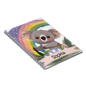 Schattigee Baby Koala Rainbow Aangepaste naam Notitieboek (Rechterzijde)