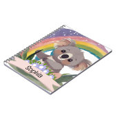 Schattigee Baby Koala Rainbow Aangepaste naam Notitieboek (Linkerzijde)
