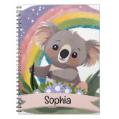 Schattigee Baby Koala Rainbow Aangepaste naam Notitieboek (Voorkant)