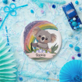 Schattigee Baby Koala Rainbow Aangepaste naam Papieren Bordje (Feest)