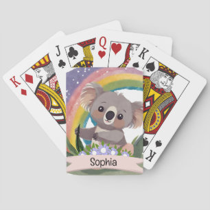 Schattigee Baby Koala Rainbow Aangepaste naam Pokerkaarten