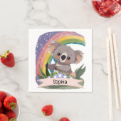 Schattigee Baby Koala Rainbow Aangepaste naam Servet (Insitu)