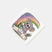 Schattigee Baby Koala Rainbow Aangepaste naam Servet (Hoek)