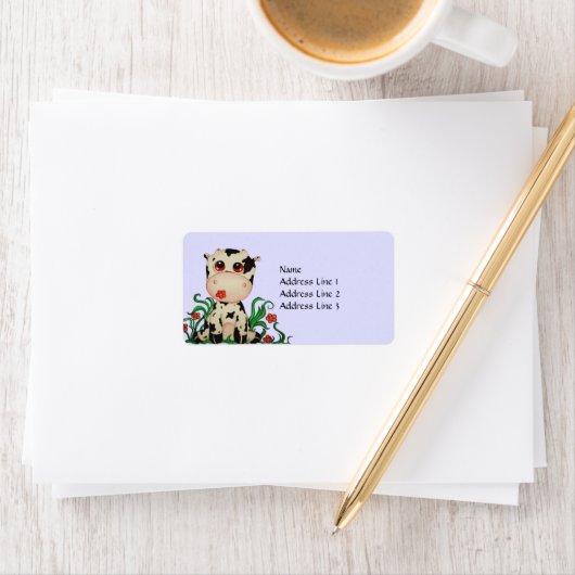 Schattigee Baby Koe adreslabel Etiket (Insitu)
