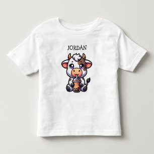 Schattigee Baby Koe Drink Boba Kawaii Cartoon Kinder Shirts