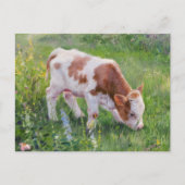 Schattigee Baby Koe in Bloemenveld, Claude Monet S Briefkaart (Voorkant)