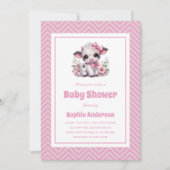 Schattigee Baby Koe Meisje Baby shower - Roze Bloe Kaart (Voorkant)