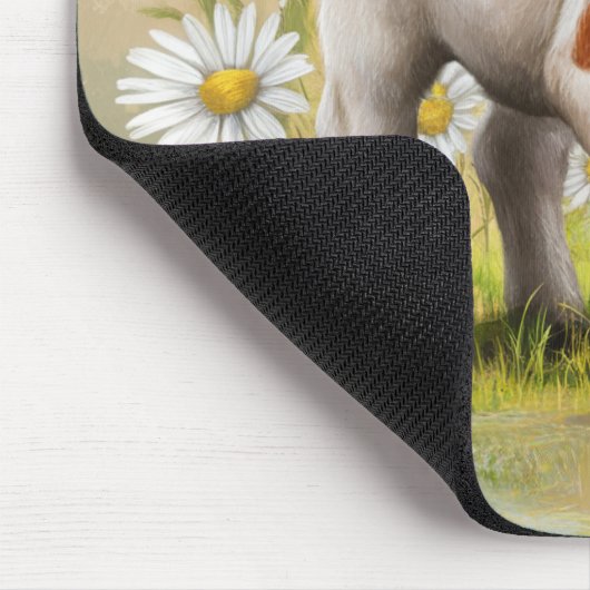 Schattigee Baby Koe op het gebied van Daisies, Lan Muismat (Hoek)