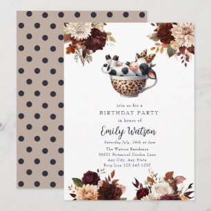 Schattigee Baby-Koe   Verjaardagstheefeest Kaart