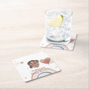 Schattigee baby konijn Afro-Amerikaans kinder baby Kartonnen Onderzetters