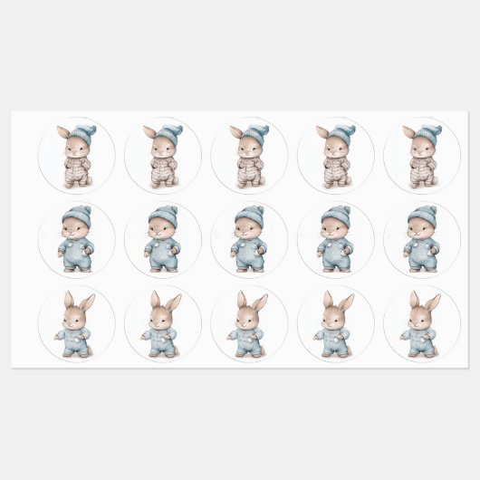 Schattigee baby konijn sticker in pyjama (Vel)