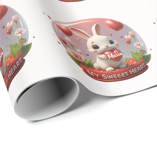 Schattigee baby Konijn valentijn hart Verpakking P Cadeaupapier (Rol Hoek)