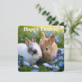 Schattigee baby konijnen in het gras Happy Easter Kaart (Staand voorkant)