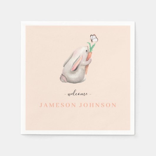 Schattigee Baby konijnenservetten voor feest Servet (Voorkant)