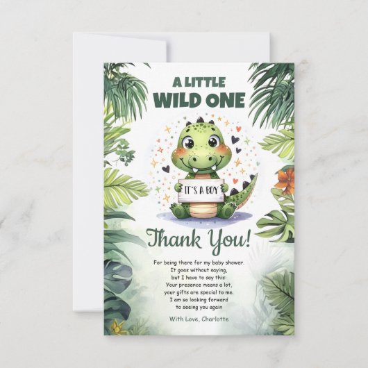 Schattigee Baby Krokodil in oerwoud waterverf Bedankkaart (Voorkant)
