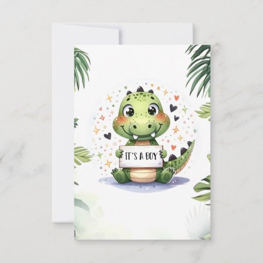Schattigee Baby Krokodil in oerwoud waterverf Bedankkaart (Achterkant)