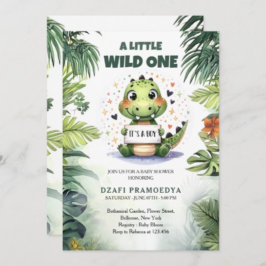 Schattigee Baby Krokodil in oerwoud waterverf Kaart (Voorkant / Achterkant)