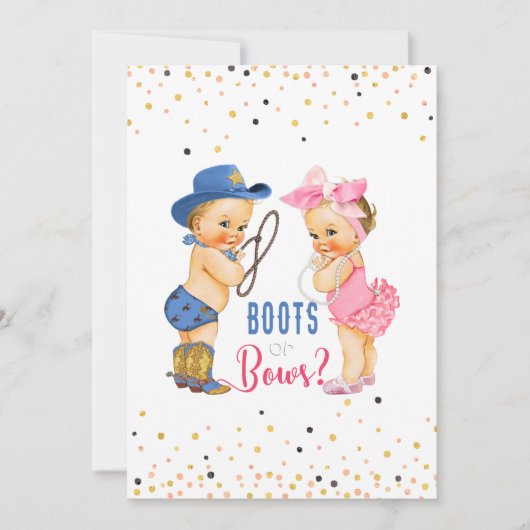 Schattigee baby laarzen of strikken Geslacht onthu Kaart (Voorkant)