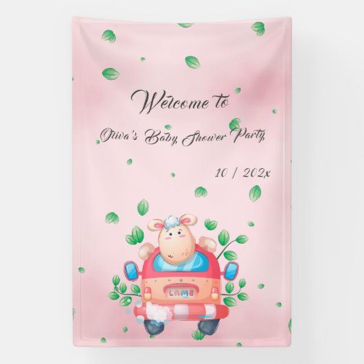 Schattigee Baby Lamb Baby shower Banner (Verticaal)
