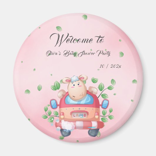 Schattigee Baby Lamb Baby shower Magnet (Voorkant)