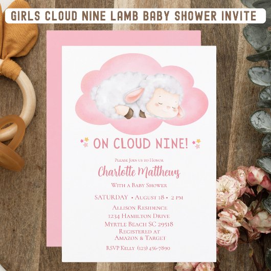 Schattigee Baby Lamb Cloud Negen 9 Baby shower Kaart