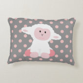 Schattigee Baby Lamb en Polka Dots Decoratief Kussen (Achterkant)