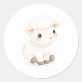 Schattigee Baby Lamb Sticker Waterverf Illustratie