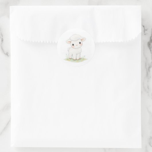 Schattigee Baby Lamb Waterverf Illustratie Sticker (Tas)