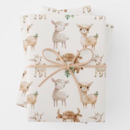 Schattigee baby-landbouwhuisdieren inpakpapier vel