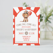 Schattigee Baby Leeuw welp, Circus Verjaardagsfees Kaart (Staand voorkant)