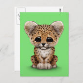Schattigee Baby Leopard Cub op Groen Briefkaart (Voorkant / Achterkant)