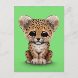 Schattigee Baby Leopard Cub op Groen Briefkaart