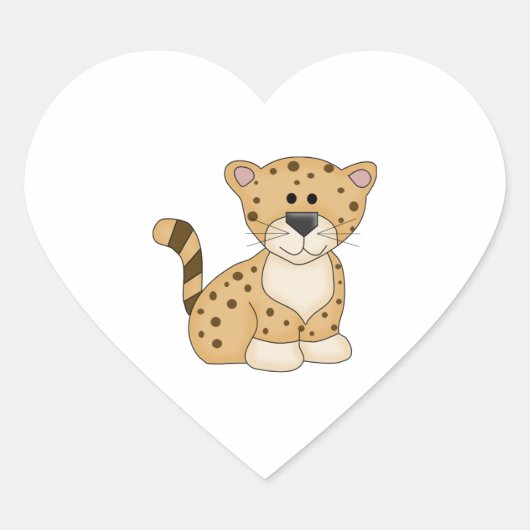 Schattigee Baby Leopard Hart Sticker (Voorkant)