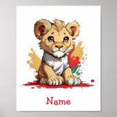 Schattigee Baby Lion aangepaste naam Poster (Voorkant)