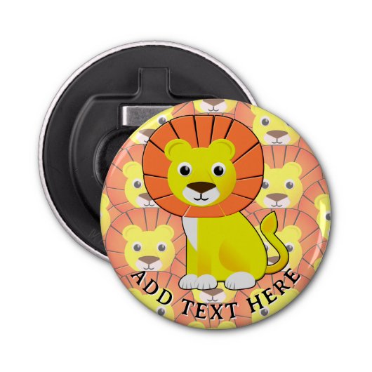 Schattigee Baby Lion All Over Print Pattern Button Flesopener (Voorkant)