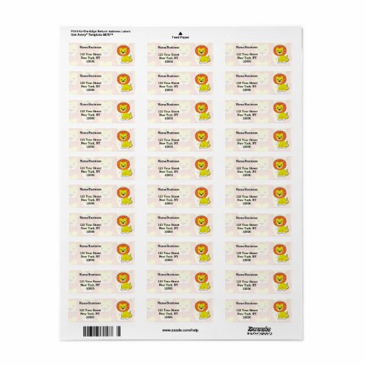 Schattigee Baby Lion All Over Print Pattern Etiket (Full Sheet)