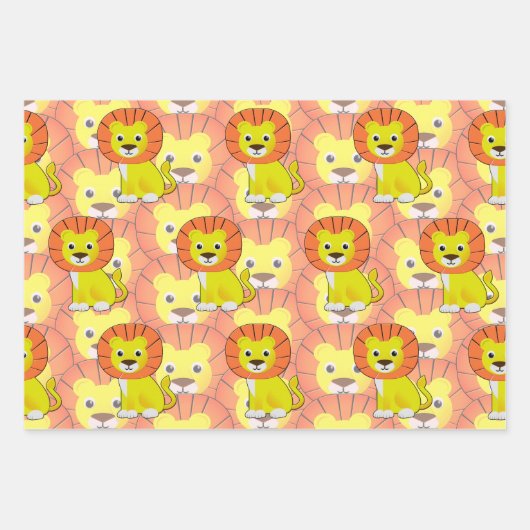 Schattigee Baby Lion All Over Print Pattern Inpakpapier Vel (Voorkant)
