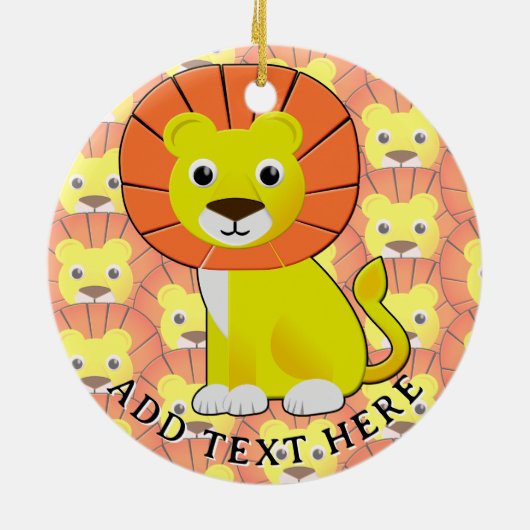 Schattigee Baby Lion All Over Print Pattern Keramisch Ornament (Achterkant)