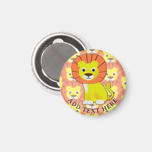 Schattigee Baby Lion All Over Print Pattern Magneet (Voorkant / Achterkant)