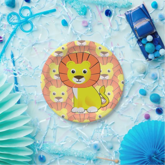 Schattigee Baby Lion All Over Print Pattern Papieren Bordje (Feest)
