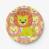 Schattigee Baby Lion All Over Print Pattern Papieren Bordje (Voorkant)