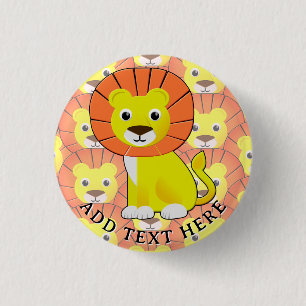 Schattigee Baby Lion All Over Print Pattern Ronde Button 3,2 Cm
